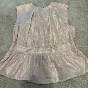By Anthropologie Metallic Pink Peplum top size 1X NWT